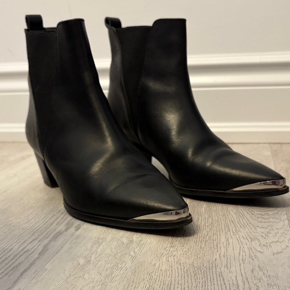 ASOS Black Ankle Boots with Silver Tips